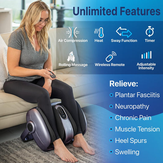 MIKO Shiatsu Foot Massager for Circulation & Pain Relief - Deep Tissue Kneading, Heat Therapy for Plantar Fasciitis, Neuropathy, Diabetics - Fits Up to Size 15