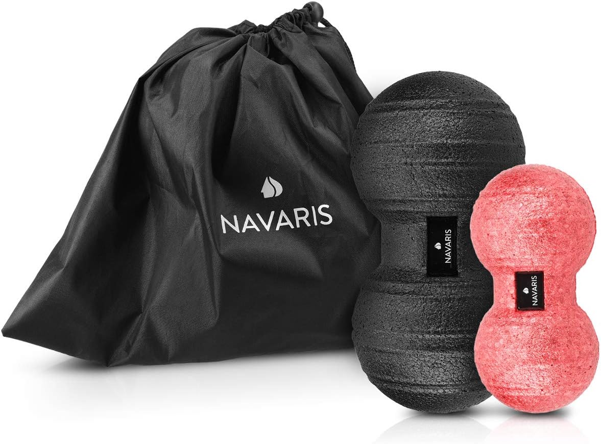 Navaris Double Massage Ball - Peanut Shaped Self-Massage Balls Trigger Point for Muscle Relaxation - Peanut Balls