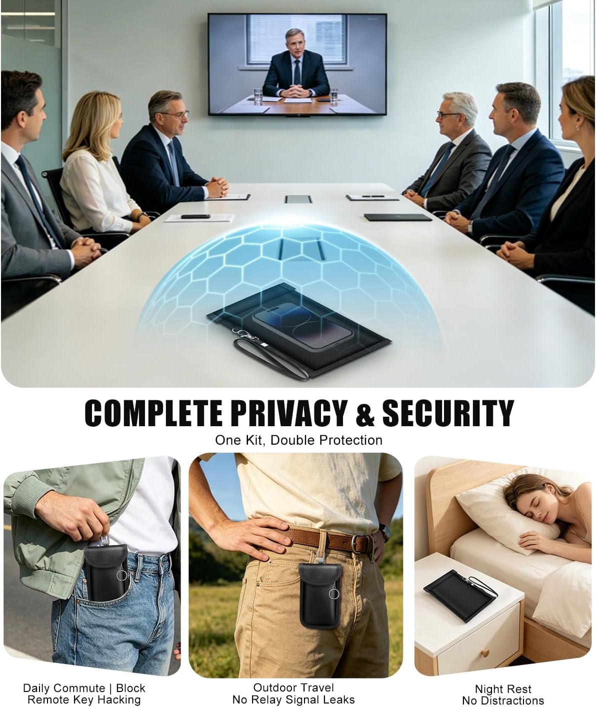 Faraday Bags for Phone and Car Key Fob, Signal Blocking Pouch, Anti-Theft Keyless Entry Theft Protection