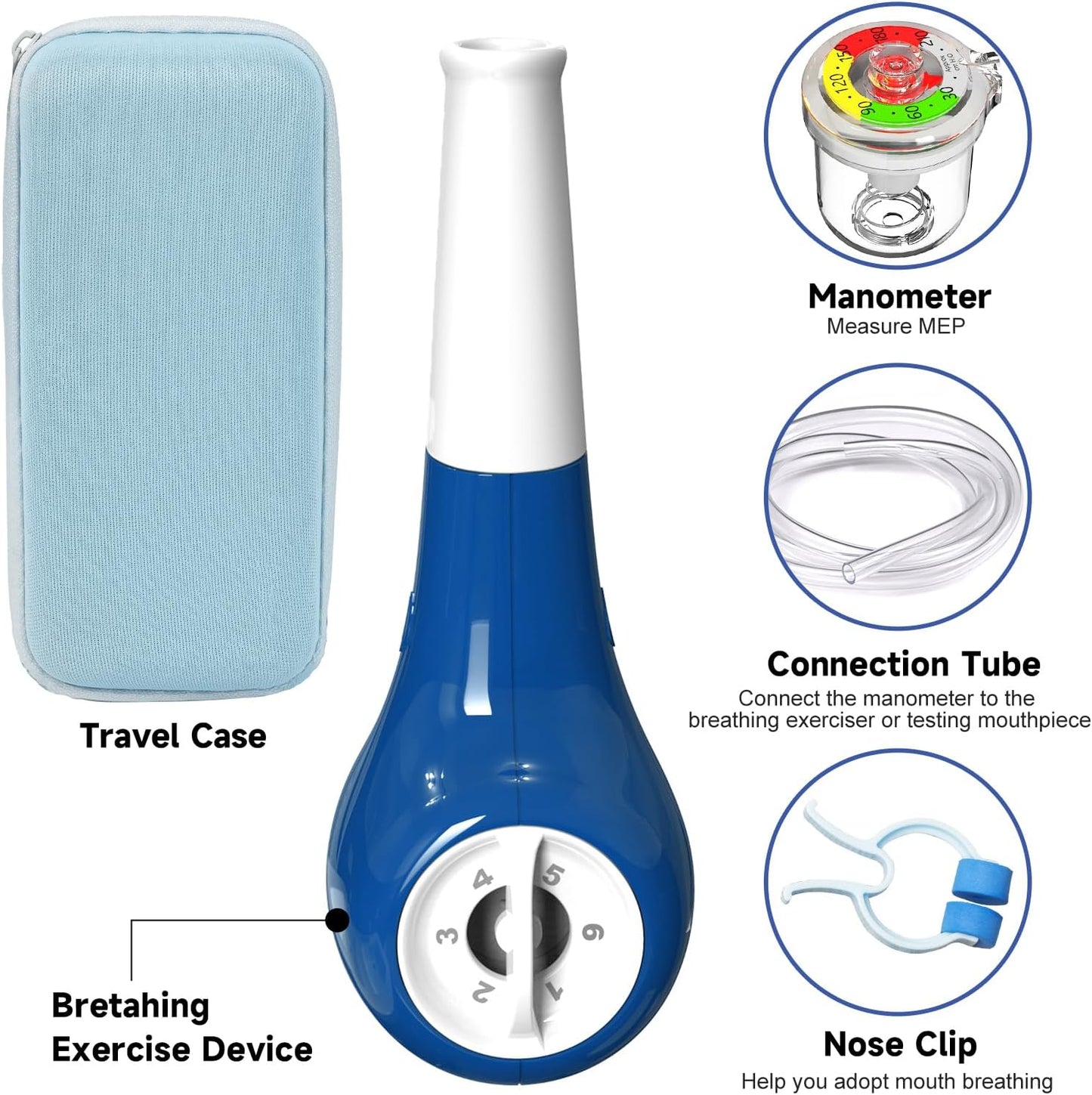 Sonmol Lung Trainer with Travel Case, MEP Test, 5 Resistance Levels