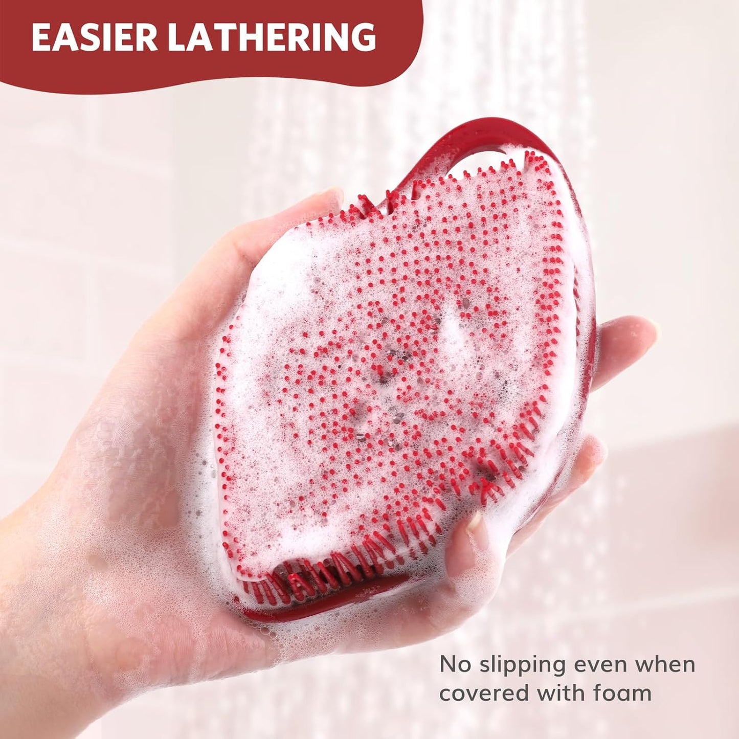 Sndyi Silicone Body Scrubber, Gentle Exfoliating Body Scrubber for Sensitive Skin, Leaf Shaped Shower Scrubber for Body with Lathering Bristles, Silicone Loofah Body Brush for Showering, Oatmeal