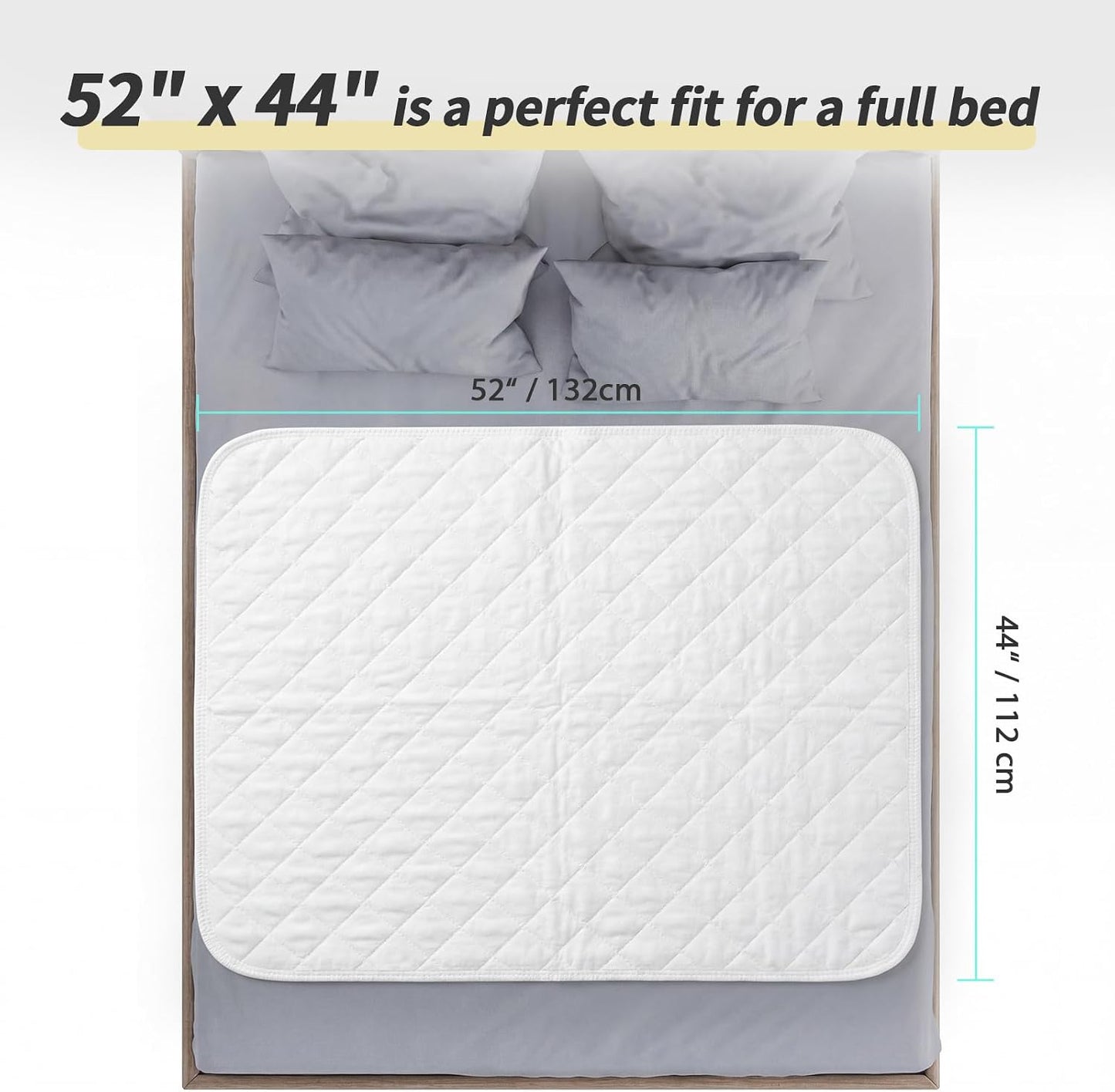 CoolShields Waterproof Bed Pads Incontinence Washable Reusable Bedwetting Mattress Protector Pad for Adults, Elderly and Pets 34'' x 52'' (1 Pack)