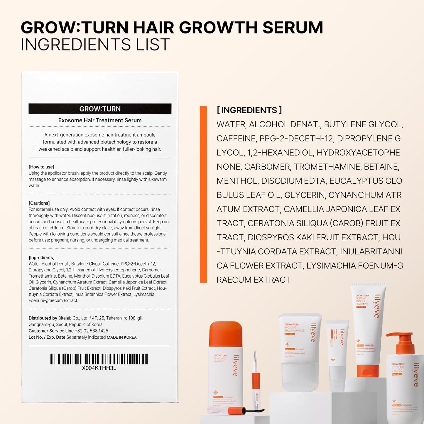 lilyeve GROWTURN Hair Growth Serum with Built-in Brush, Heartleaf-Derived Exosomes to Revitalize, Scalp Massager, Korean Hair Care, 3.38 fl. oz.