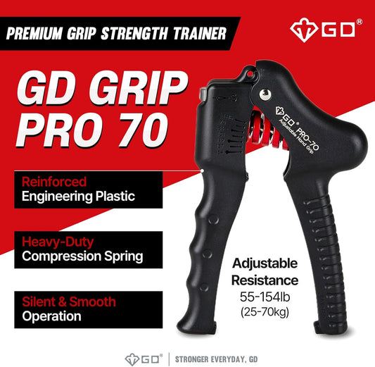 GD Grip Strength Trainer (Premium Adjustable Grip Strengthener for Forearm Training) Wrist and Forearm Strengthener