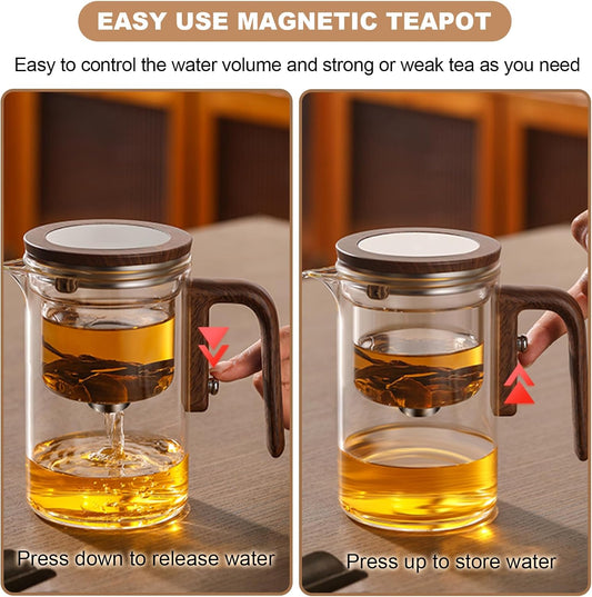 Enchanti Tea Pot, Glass Teapot with Removable Infuser, Magnetic Loose Leaf Tea Steeper, Magic Witchcraft Tea Pot with Strainer for Water Separation, Gift Package, 27oz/800ml