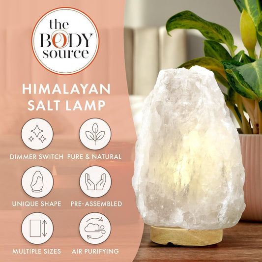 The Body Source Himalayan Salt Lamp 10-12 Inches (11-15lb) | Includes Dimmer Switch | Natural Salt Rock Lamp with Handcrafted Wooden Base & Night Light (Bulb Replacement)