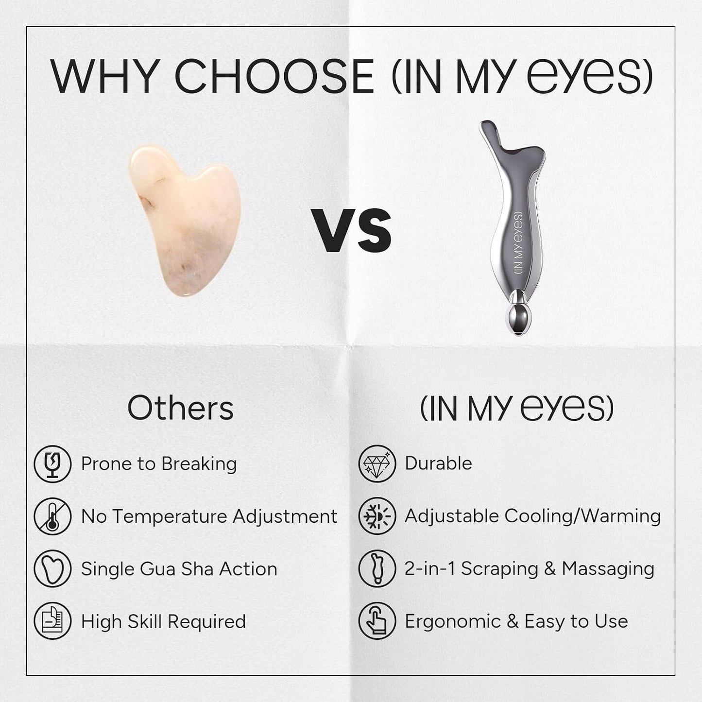 In My Eyes Gua Sha Tool for Face & Eye, Stainless Steel Gua Sha Facial Massager Tool for Reduce Puffiness, Ease Facial Tension & Promote Lymphatic Drainage