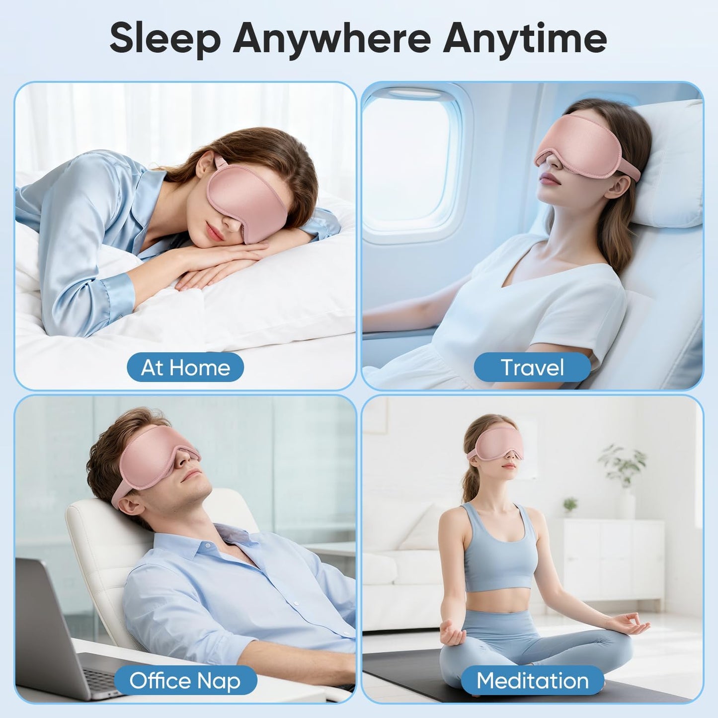 Weighted Eye Mask for Sleeping - Sleep Mask for Women & Men, 3D Contoured Blackout Sleeping Mask for Lash Extensions, Zero Pressure Soft Eye Cover with Adjustable Strap for Travel, Black
