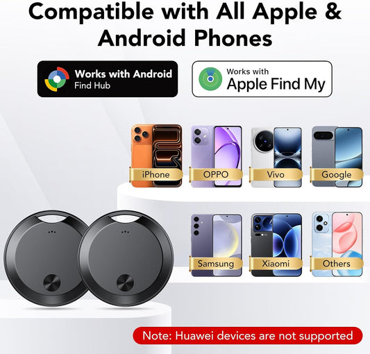 2026 Air Tracker Tags Item Locator for Android & iOS Bluetooth Tracker Smart Tags Compatible with Apple Find My (iOS) & Google's Find Hub(Android) for Keys, Luggage, Wallet, Vehicles Black (4 Pack)
