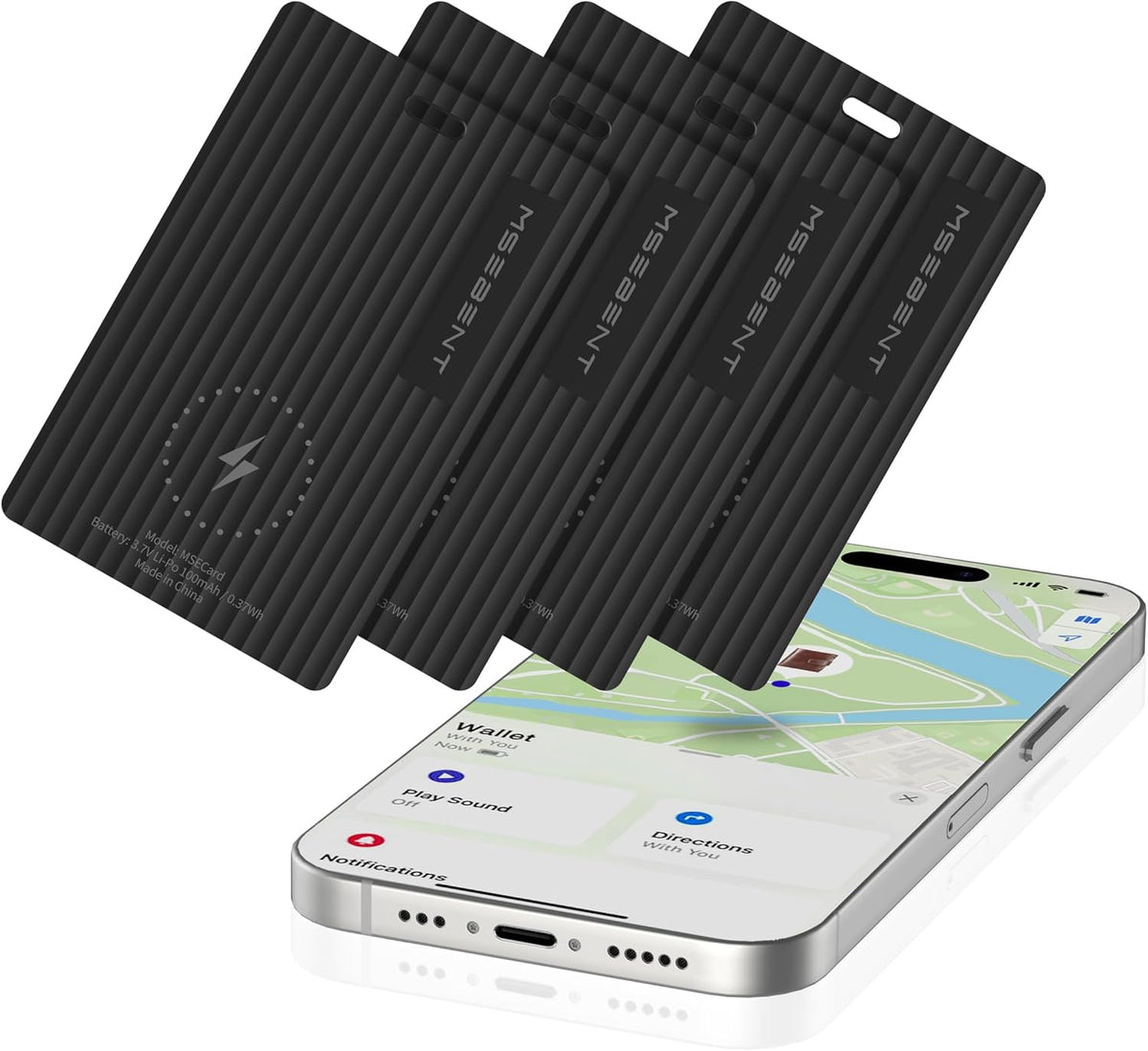 Air Tag Wallet Tracker Card, Rechargeable with Wireless Charging, Works with Apple Find My (iOS Only), Apple MFi Certified, IP67 Waterproof Item Finder for Wallet, Passport & Luggage