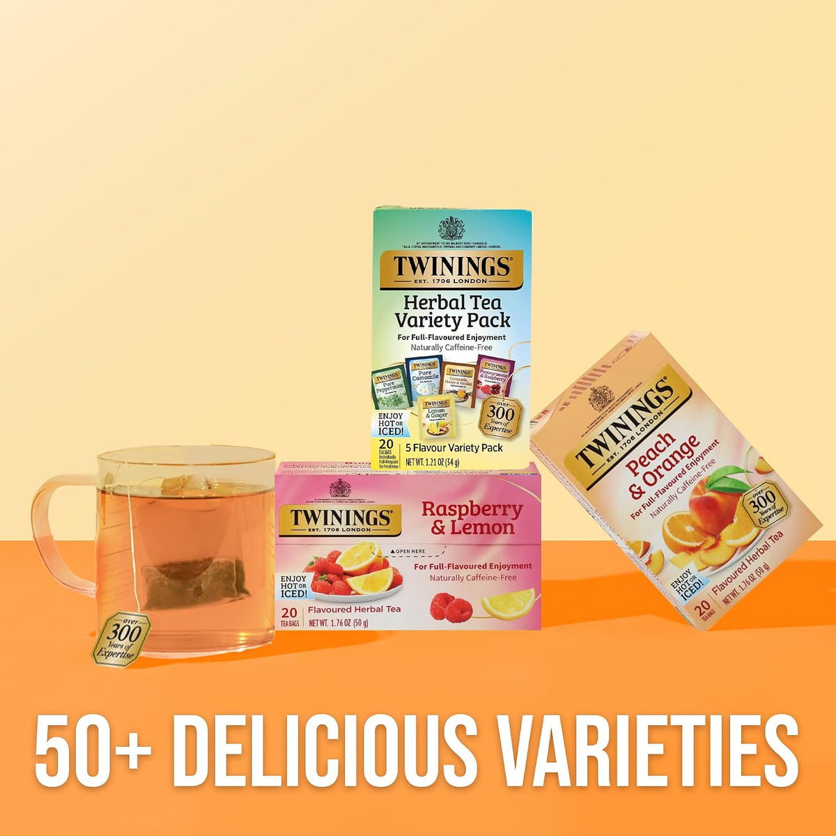 Twinings Herbal Tea Variety Pack, 20 Count (Pack of 1), Formerly Assorted Herbal, Includes 5 Flavours, Naturally Caffeine-Free, Enjoy Hot or Iced, 20 Teabags