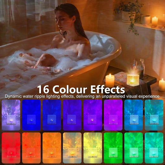 Ocean Wave Projector Light,16 Colors Water Ripple Romantic Ambient Lighting