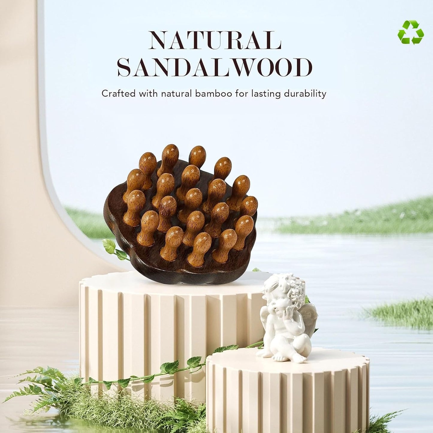 Wooden Scalp Massager for Hair Growth Support, Bamboo Scalp Massager Brush for Head Relaxation, Scalp Stimulation & Hair Oil Distribution, Natural Wooden Massager for Face and Body Care