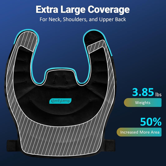Comfytemp Large Ice Pack for Neck Shoulders Upper Back Pain Relief with Straps, Reusable Gel Ice Wrap Hot Cold Compress Therapy Recovery for Upper Back, Cervical Injuries, Rotator Cuff (Large, Blue)