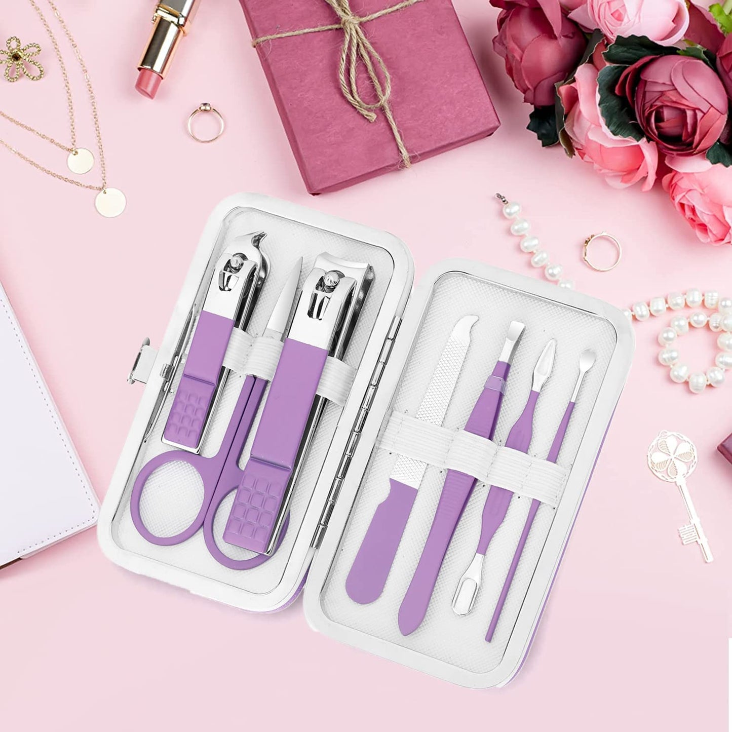 Manicure Set Men Finger and Toe Nail Clippers Set Professional Manicure Pedicure Kit with Travel Case Personal Care Tools Accessories Nail Grooming Kit Gifts for Men Women Father Mother
