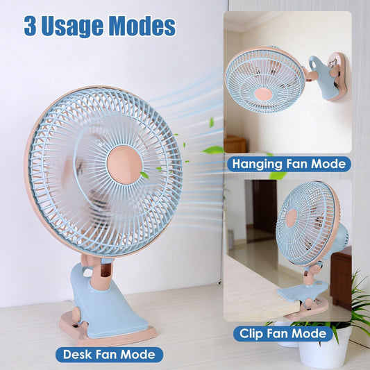 KOCASO Oscillating Clip On Fan, 8.66-Inch 2-Speed Quiet Clamp Fan Table Fan