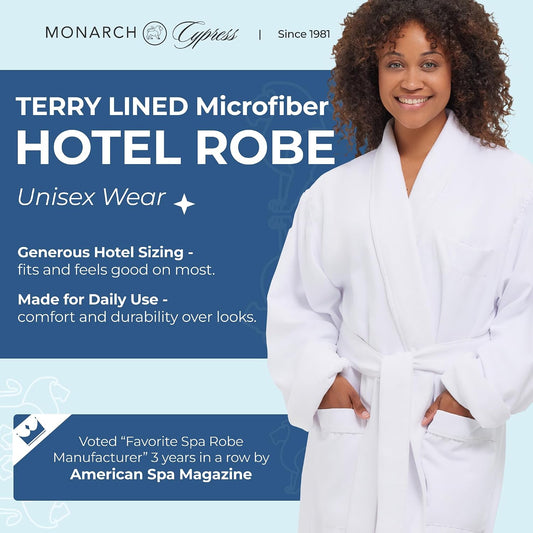 MONARCH Unisex Terry Lined Microfiber Hotel Robe