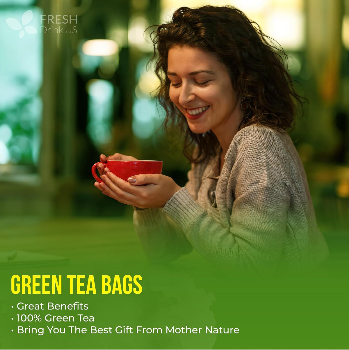 FreshDrinkUS, Premium Green Tea Bag, 175 Count, Pure, Resealable Pouch