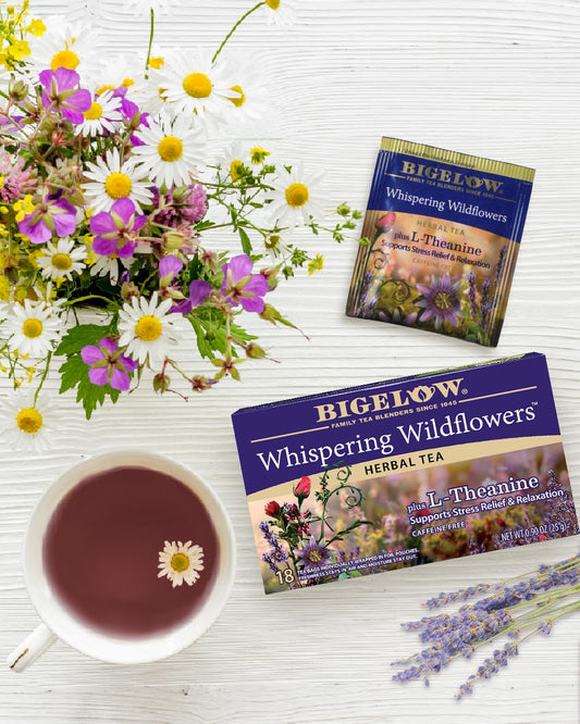 Bigelow Tea Whispering Wildflowers Plus L-Theanine, 18 Tea Bags (Pack of 6)