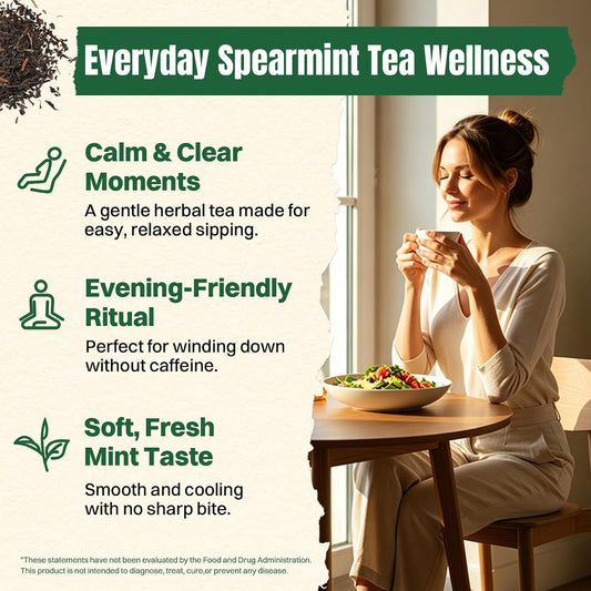 Spearmint Tea Bags 50 Count – Caffeine-Free Smooth Mint Tea, After Meals