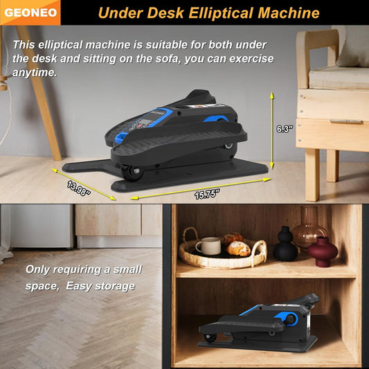 Under Desk Elliptical Machine, Electric Elliptical Exerciser for Senior, Quiet & Small Electric Seated Pedal Exerciser for Home with Monitor, Remote Control & 12 Adjustable Speeds