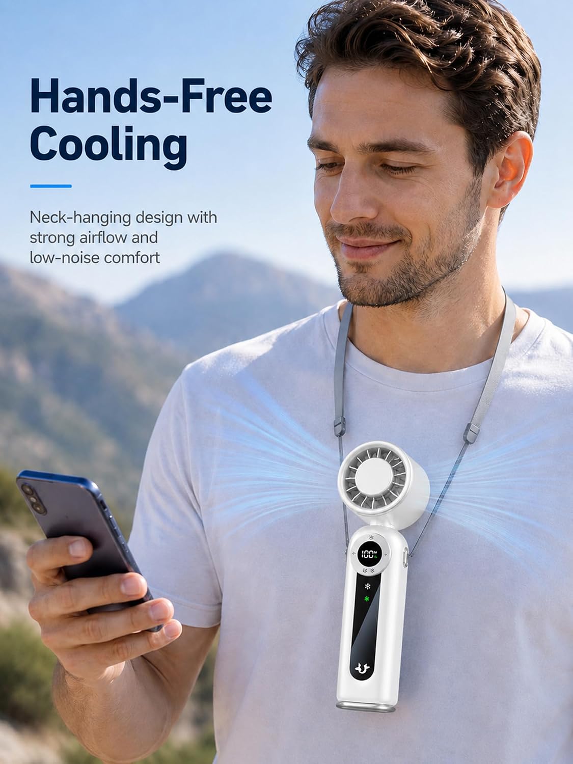 Rechargeable Handheld Fan with Cooling Plate, 199 Speeds and LED Display
