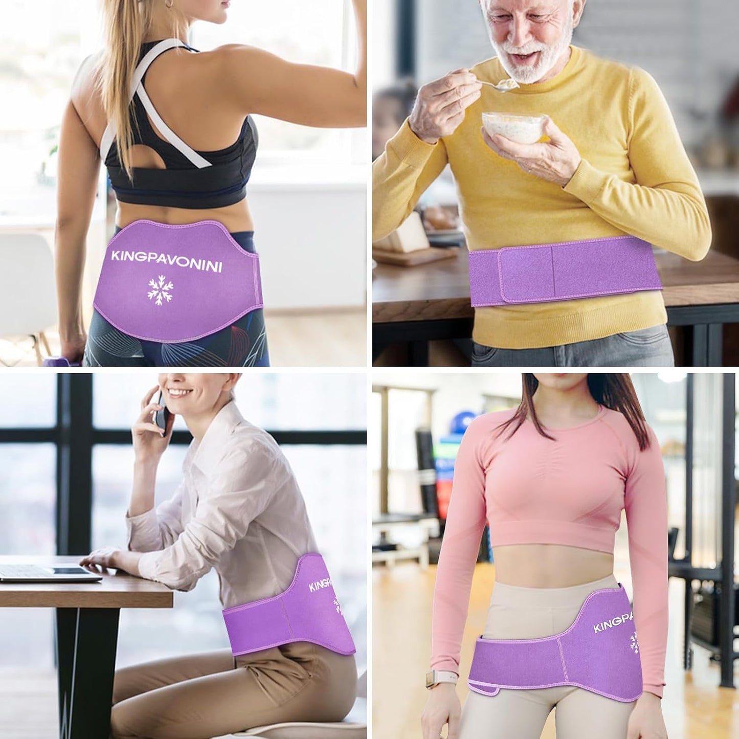 KingPavonini Extra Large Ice Pack for Back Pain Relief with Extension Strap, 2 Pack Reusable Lower Back Gel Ice Pack Wrap for Lumbar Surgery, Sciatica, Herniated Disc, Coccyx Pain, Cold/Hot Therapy