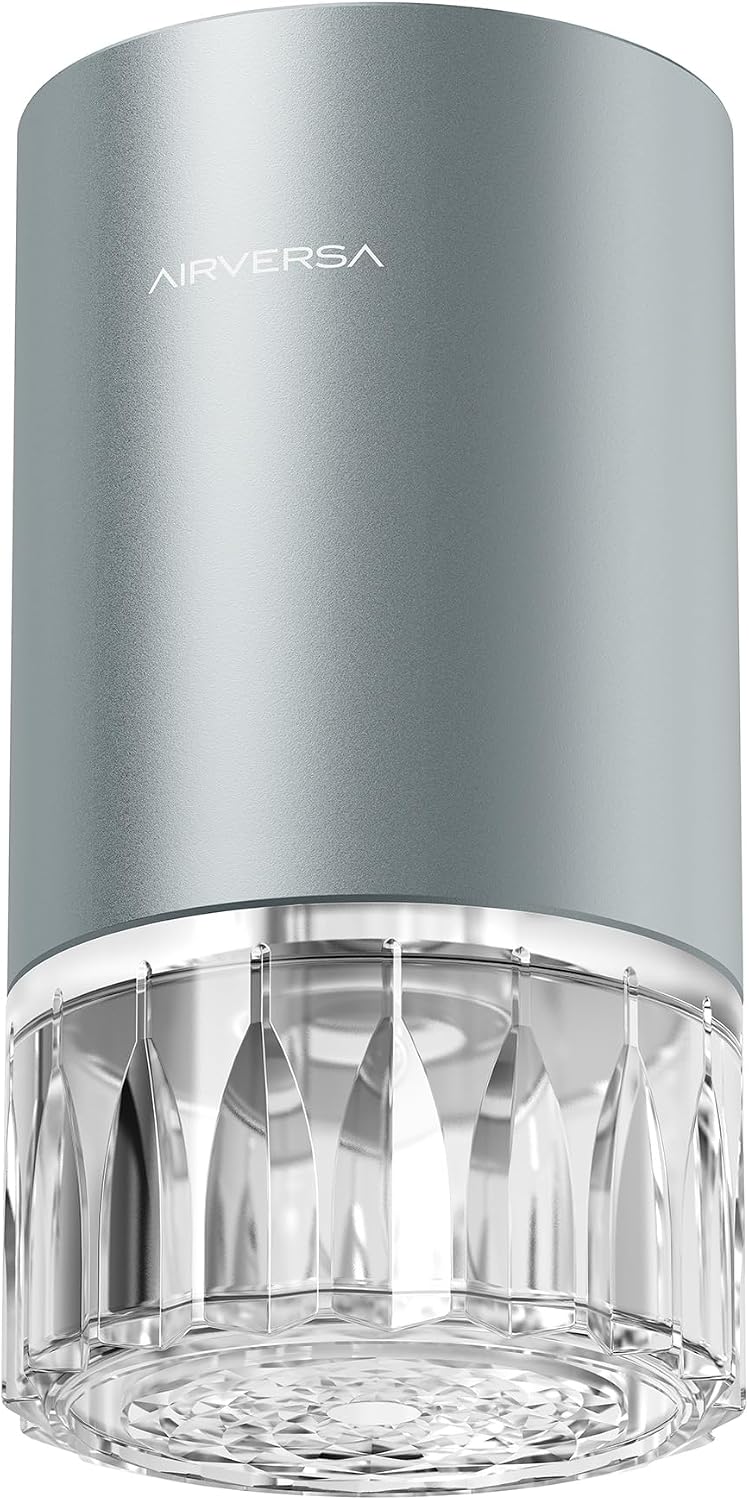 Airversa Waterless Essential Oil Diffuser for Home Room Desk Car Air Freshener Diffuser, Up to 600 sq ft, Battery Operated, Mist Level and Timer Settings, 100mL Capacity, Cold Air, RD1 Black