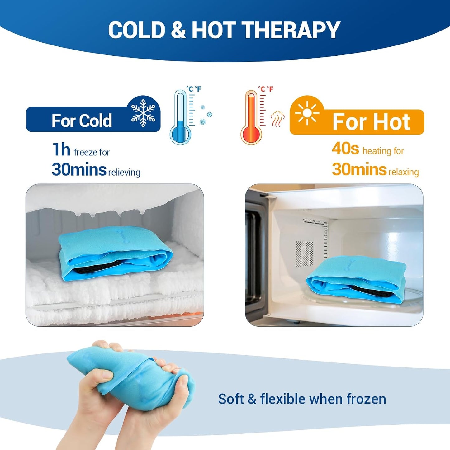 Comfytemp Wrist Ice Pack Wrap Carpal Tunnel Relief Wrist Brace, 2 Packs, FSA Eligible HSA, Gel Ice Packs for Injuries Reusable Wrap for Hand Pain, Hot Cold Compress Hand Brace, Men Women Recovery Item