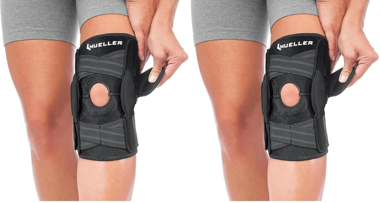 MUELLER Sports Medicine Self Adjusting Hinged Knee Brace for Men and Women, Knee Stabilizer for Compression and Pain Relief Support, Ideal for Arthritis, Sprains, Black, One Size