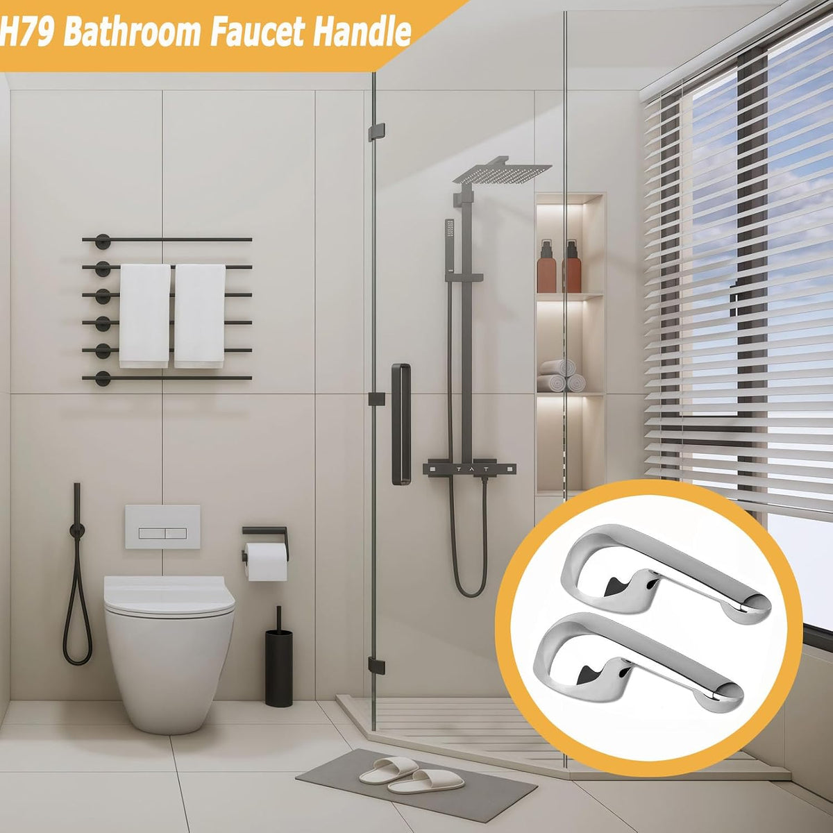 2 Pcs Single Metal Lever Handle Replacement for Delta H79 Faucet Handle,Faucet Lever Handle Fit for Delta 1300/1400 Series,Compatible with DeltaTub & Shower Faucet Handle,Shower Knob Replacement Kit