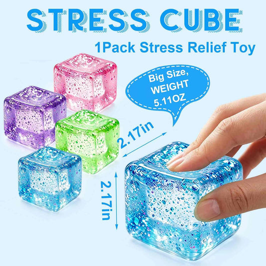 Square Squishy Squeeze Fidget Toys: Stress Relief Toys for Men Super Soft Slow Rising Cube - Sensory Desk Toys for Office Stress, Anxiety Relief & Focus - Cool Birthday Party Favors for Teens & Adults