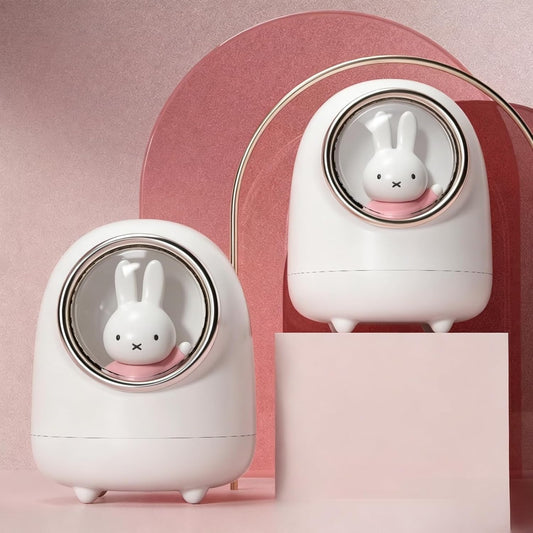 MIPOW x Miffy Cool Mist Humidifier, 350ml Humidifier with RGB Ambient Night Light, Ultra Quiet, Fine Mist, Cute Space Capsule Design, Desktop Humidifier for Bedroom Office Car, White