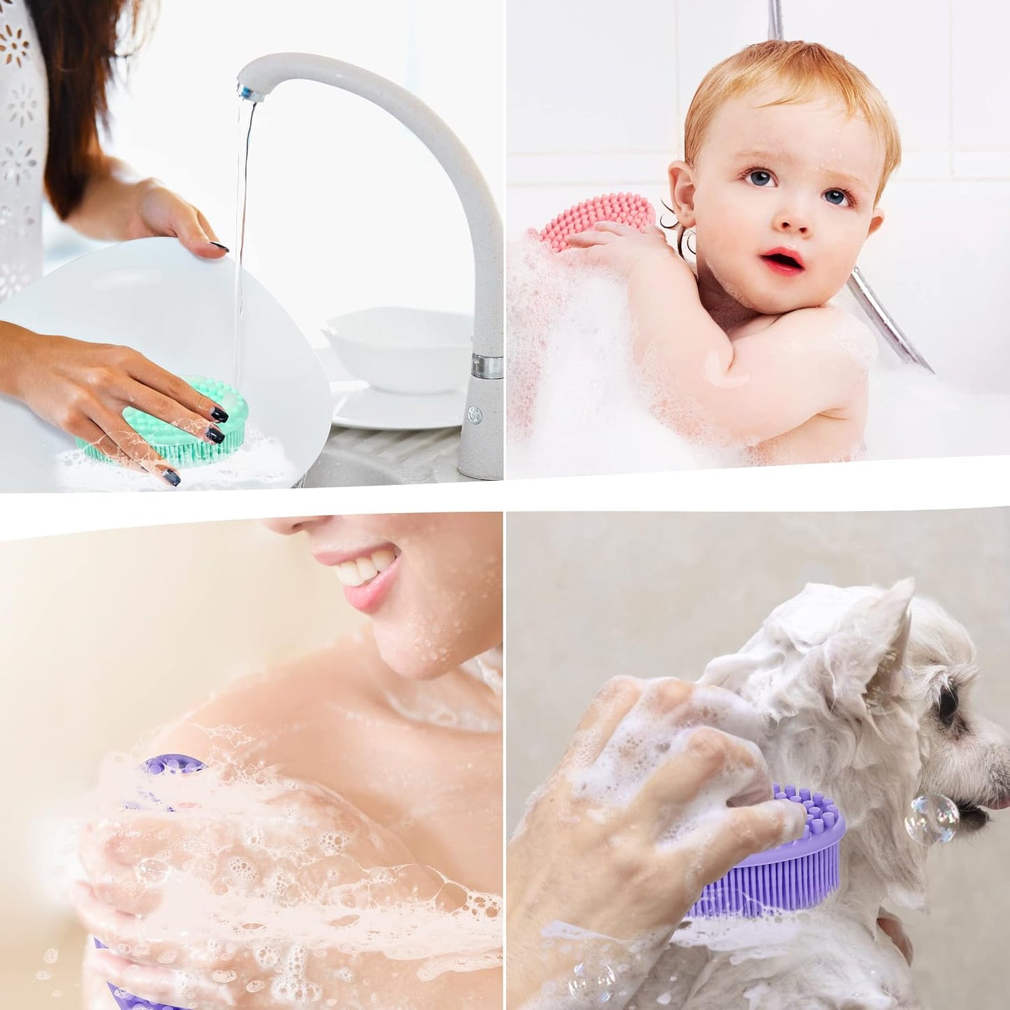 Silicone Body Scrubber Loofah 3 Pack Exfoliating Soft Loofah Shower Brush