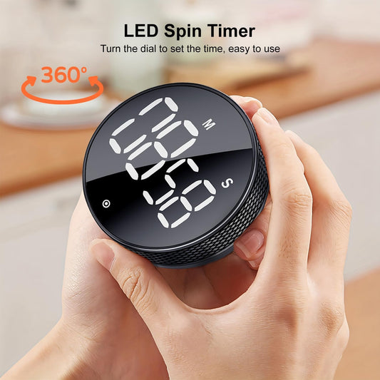 BlueSnail Kitchen Timer with LED Digital Display Smart Efficana for Home Classroom Gym Office, Volume and Brightness Adjustable Productivity Timer (Guncolor)