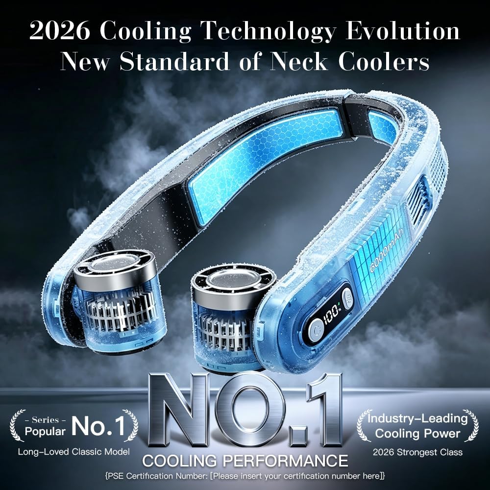 Neck Air Conditioner with Semiconductor Cooling Plate, Rechargeable Wearable Neck Fan with 3 Speeds, 0.79 lb Lightweight Hands-Free Portable White LY15