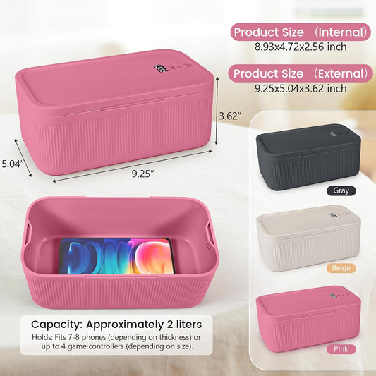 Small Lock Box, Lockable Storage Box with Combination Code for Medication Safe, Medicine Lock Box for Pills/First Aid Kits/Food/Snack Phone Jail, Locked Container for Home/Fridge/Office/School (Pink)