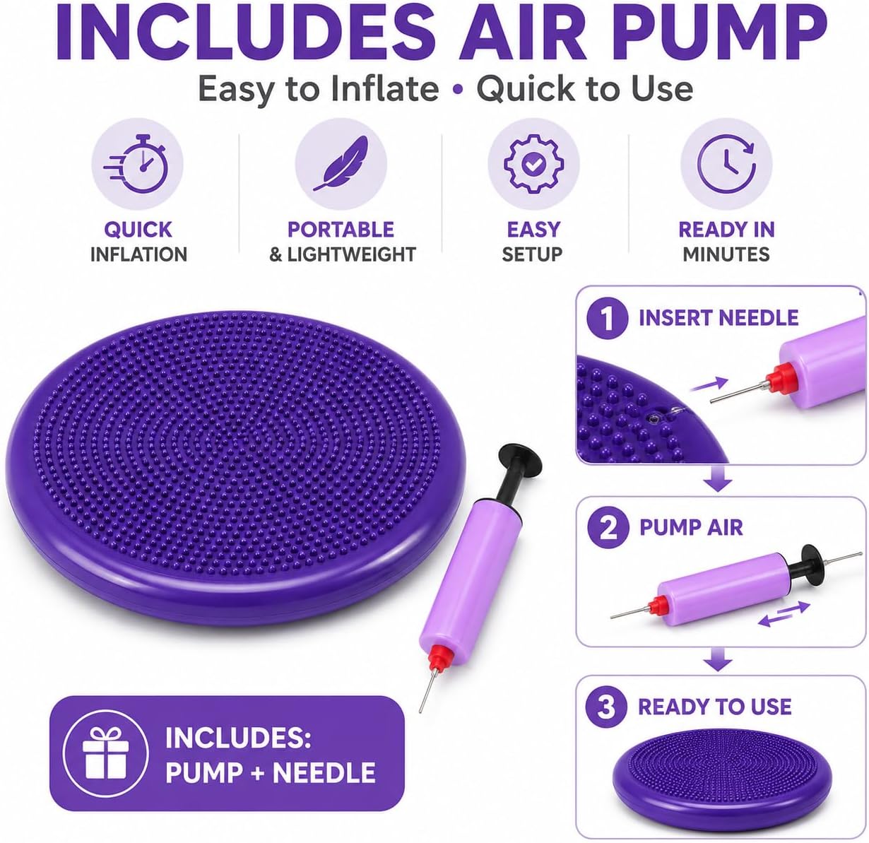 Hanstuten Wobble Seat Cushion & Core Balance Disc - Rubber Wiggle Seat for Active Sitting, Office Desk Chair, and Core Strength Training