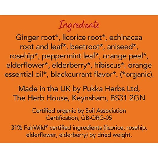 Pukka Elderberry & Echinacea Organic Herbal Tea, Perfect for Wellness Support, Caffeine Free, 80 Total Tea Bags (20ct - Pack of 4)