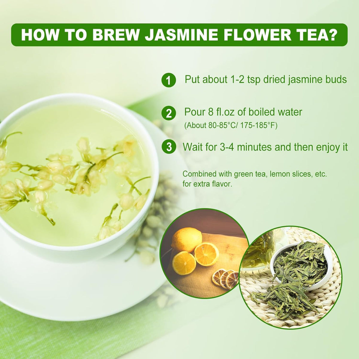 FullChea - Jasmine Flowers, 3oz/85g, Whole Dried Flower Buds