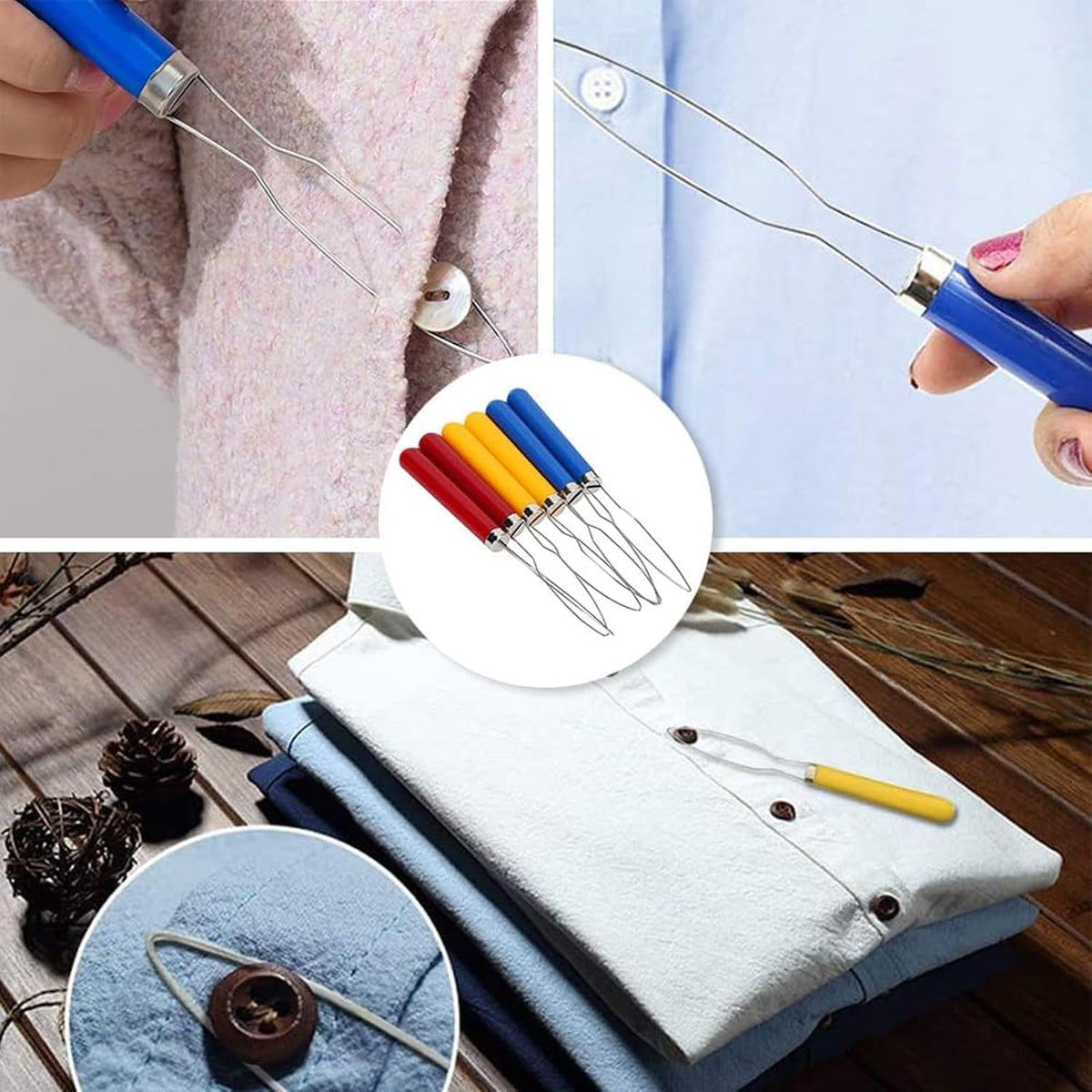 2 Pcs Button Hook Dressing Aid with Comfort Grip Handle - One Hand Button Helper for Arthritis, Seniors & Independent Living (Random Colors)