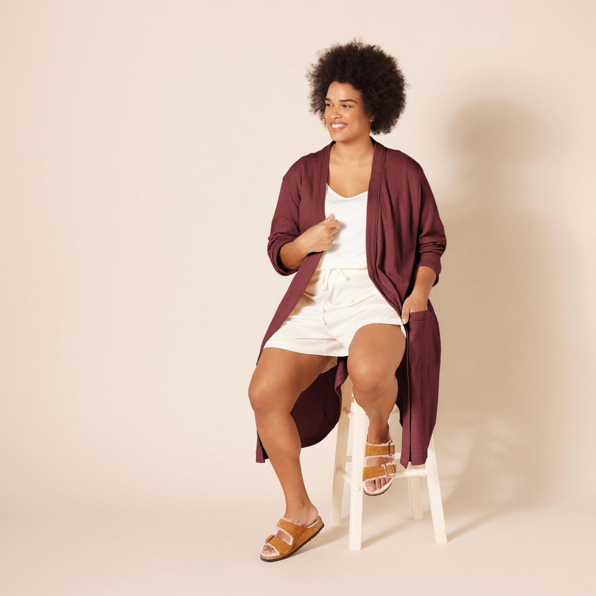 Amazon Essentials Women's Lightweight Waffle Bath Robe (Available in Plus Size) - Colors B