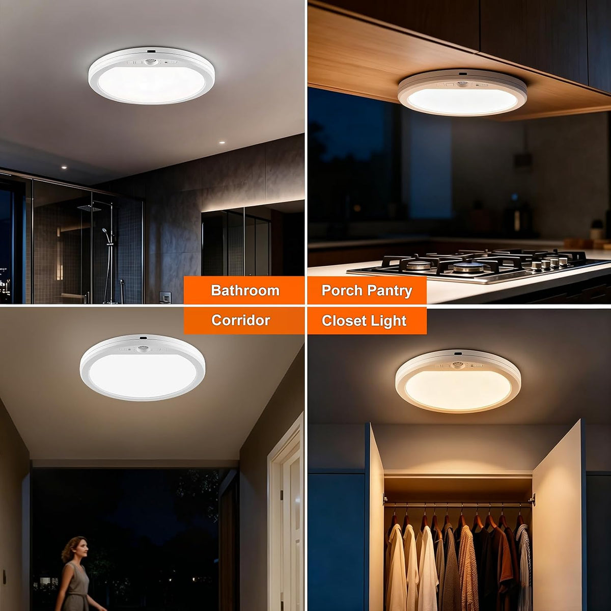 Rechargeable Motion Sensor Ceiling Light with Remote