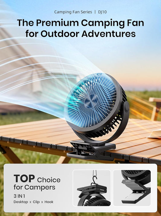 Warmco 10000mAh Rechargeable Clip on Fan, 8 Inch Desk Fan for Camping