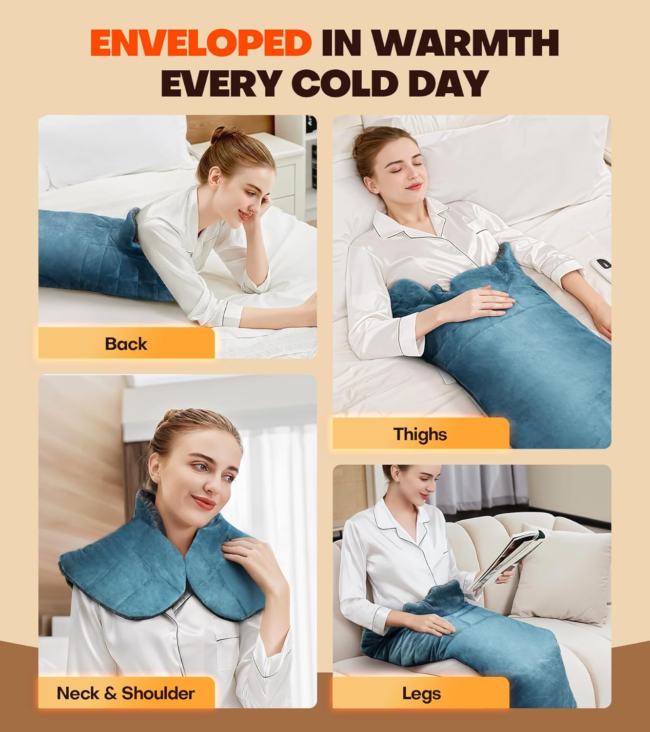 Graphene-Infused Heating Pad with 3X Deeper Back Relief, 30% Heavier Weighted Heating Pad for Neck and Shoulders and Back, 25"x35" Large Electric Heated Pads, Surprise for Mom Women Christmas Birthday