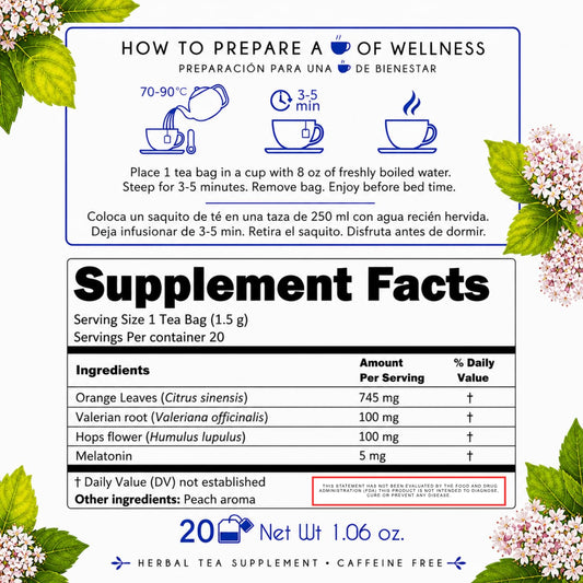 Therbal Valeriana Root Tea (25 Tea Bags) Natural Relaxation Caffeine Free