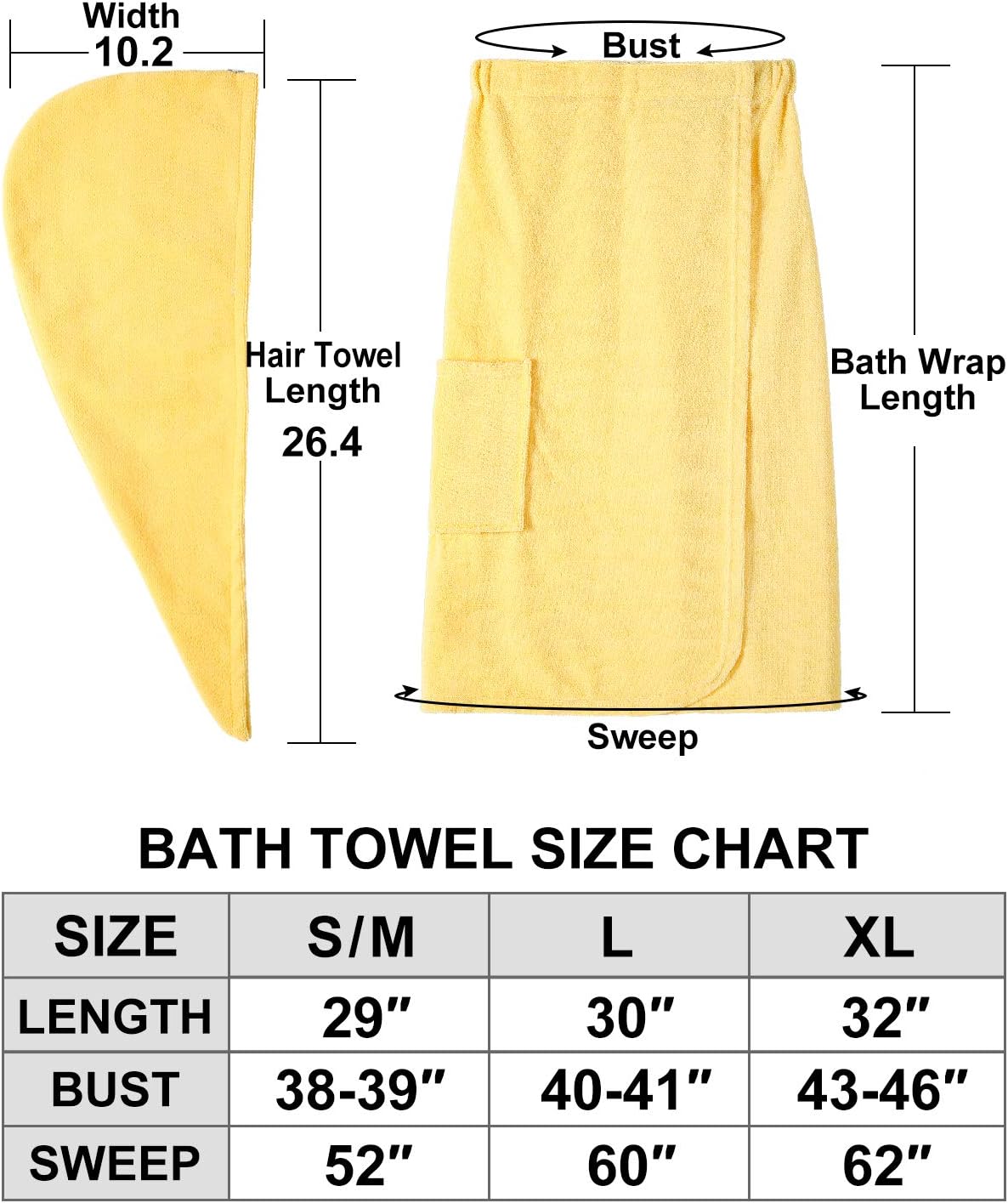 Kniffi Women's Spa Wrap & Hair Towel Body Wrap Adjustable Closure Bathrobe