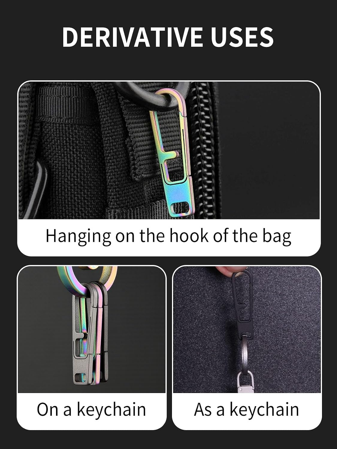 Tikidesign Heavy Duty Titanium Zipper Pull Replacement Set, 2PCS Durable Zipper Handle Fixer for Backpacks, Luggage, Jackets, and Outdoor Gear - Universal Fit for Quick DIY Repair (Gray_M)
