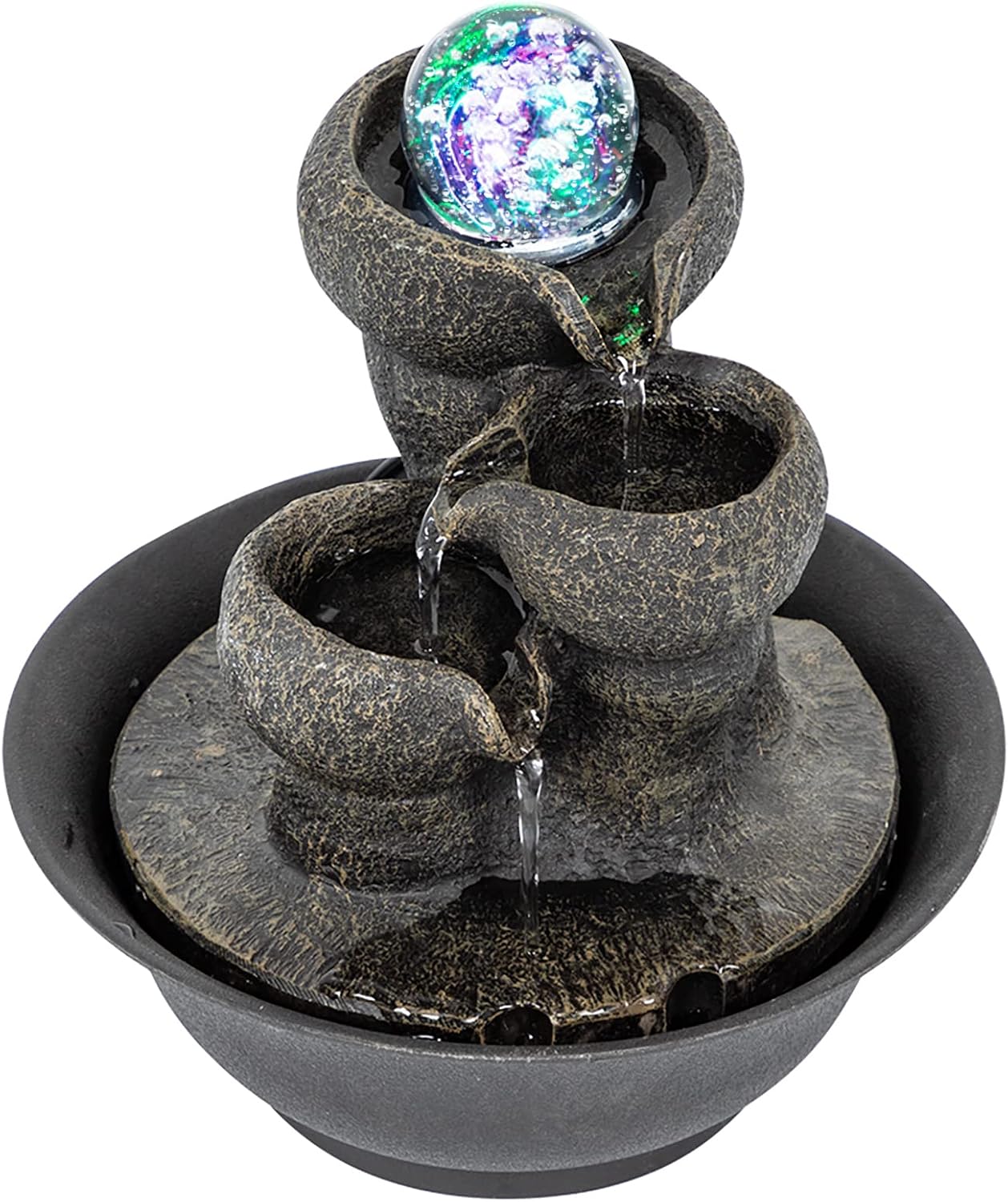 Ferrisland Indoor with LED Lights, Desktop Waterfall Fountain