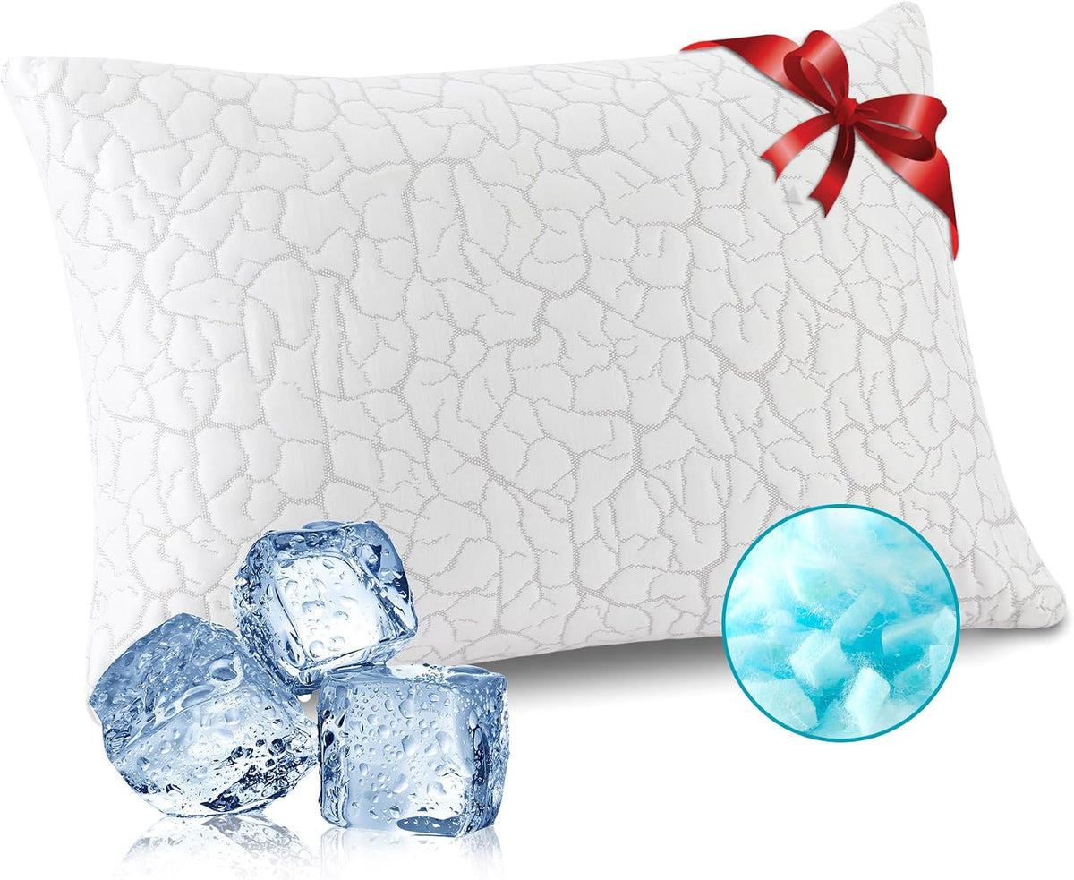 Cooling Pillows Queen Size Set of 2, Memory Foam Firm Bed Pillows